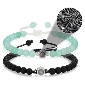 סט צמידים זוגיים עם אבן “אני אוהב/ת אותך” ב־100 שפות