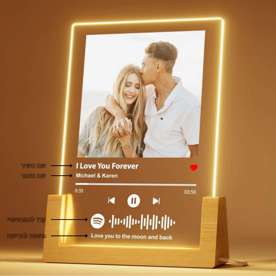 לוח Spotify LED בעיצוב אישי – השיר שלכם באור מיוחד